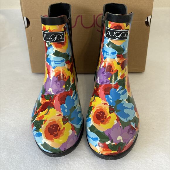 Rain Boots Womens Muti Color Floral Ankle Booties Waterproof Size 7‎ M - Picture 4 of 7